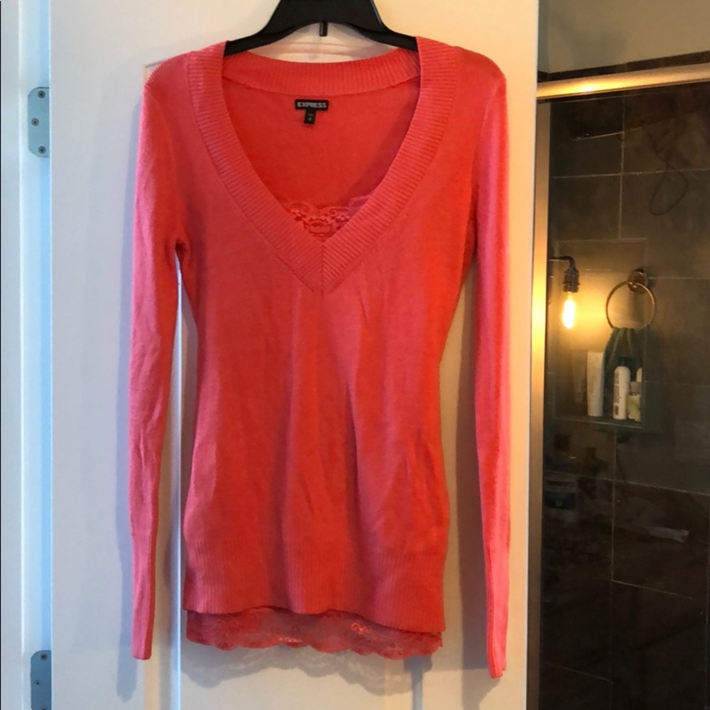 Coral sweater with matching tank